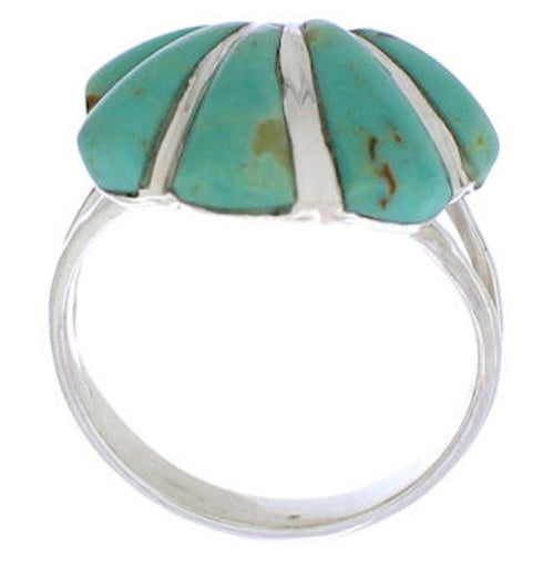 Sterling Silver Seashell Jewelry Turquoise Ring Size 8-3/4 FX22372